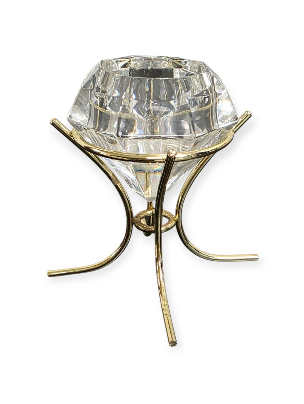 Vintage PartyLite Diamond Solitaire Crystal Votive Tealight Holder